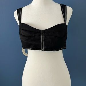 Anthropologie Cropped Bra-like Top black with white stitching